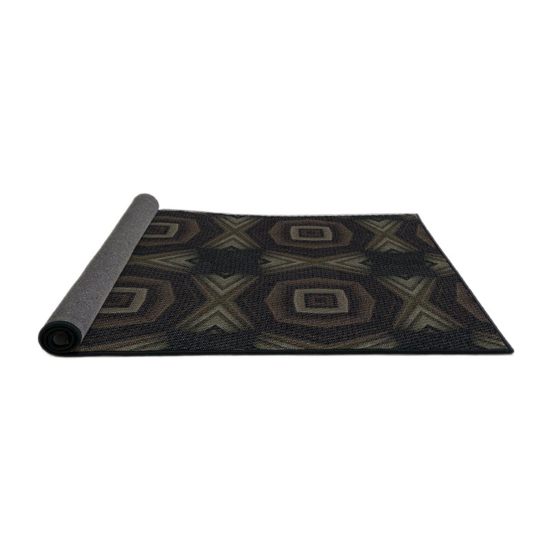 Tapis brun/gris à motifs Vranduk, Rond 3 pi