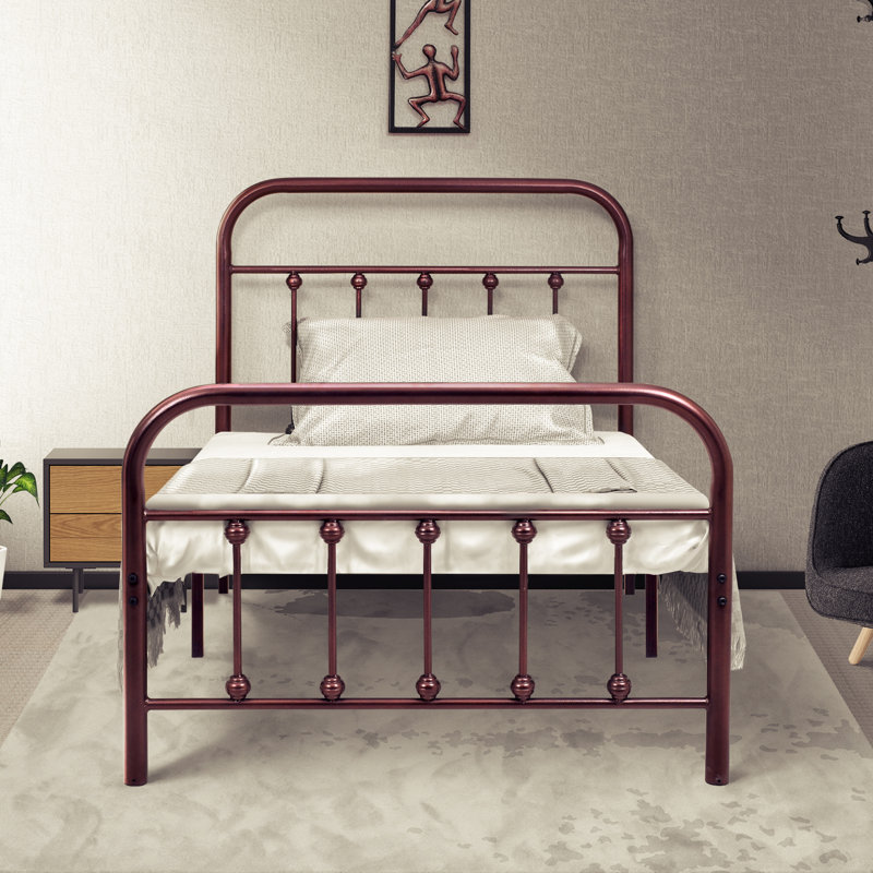 Ernestin Metal Open-Frame Bed, Twin, Brown