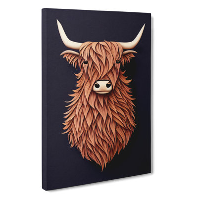 Bust Of A Highland Cow - Wrapped Canvas Print