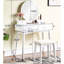 Coiffeuse et tabouret en bois rose - Aspect contemporain avec cadre de tiroir en métal-1078340680