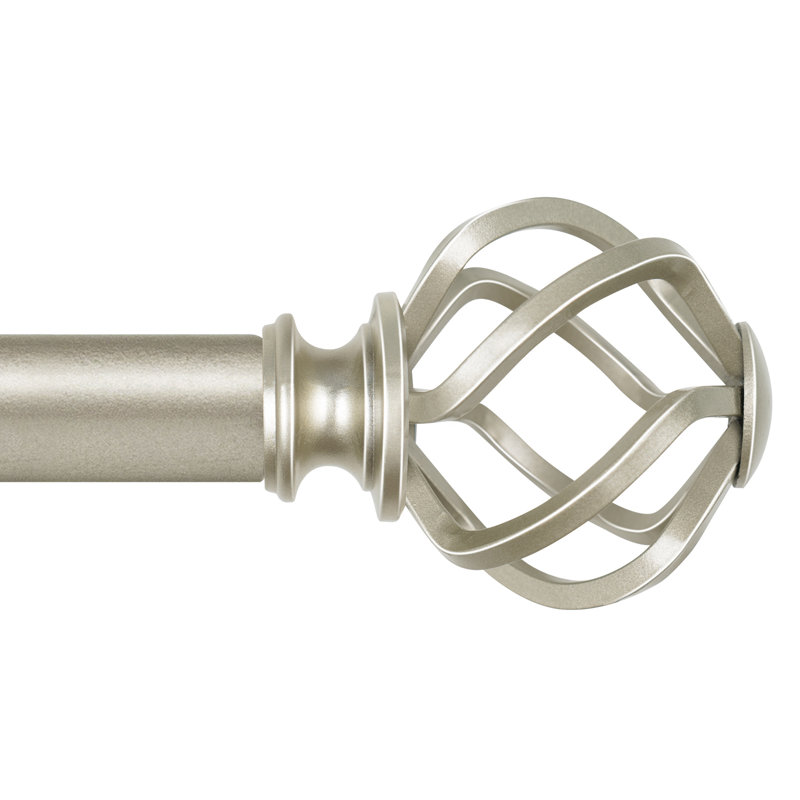 Aref Steel Adjustable Single Curtain Rod, 32"-48", Champagne Gold