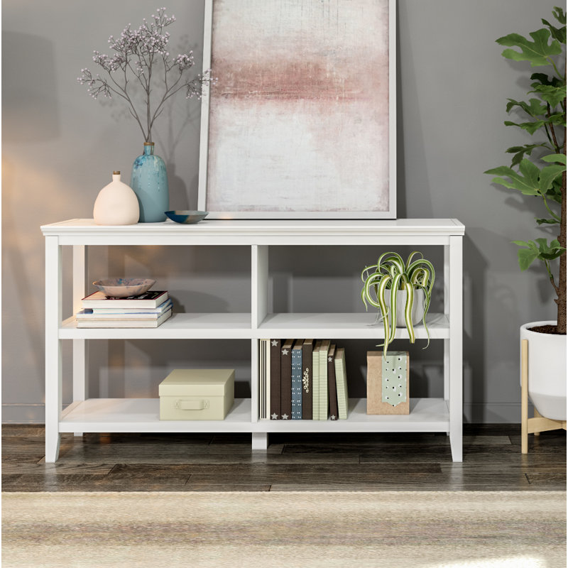 Lister Horizontal 54"W Low Wood Open Bookcase, White