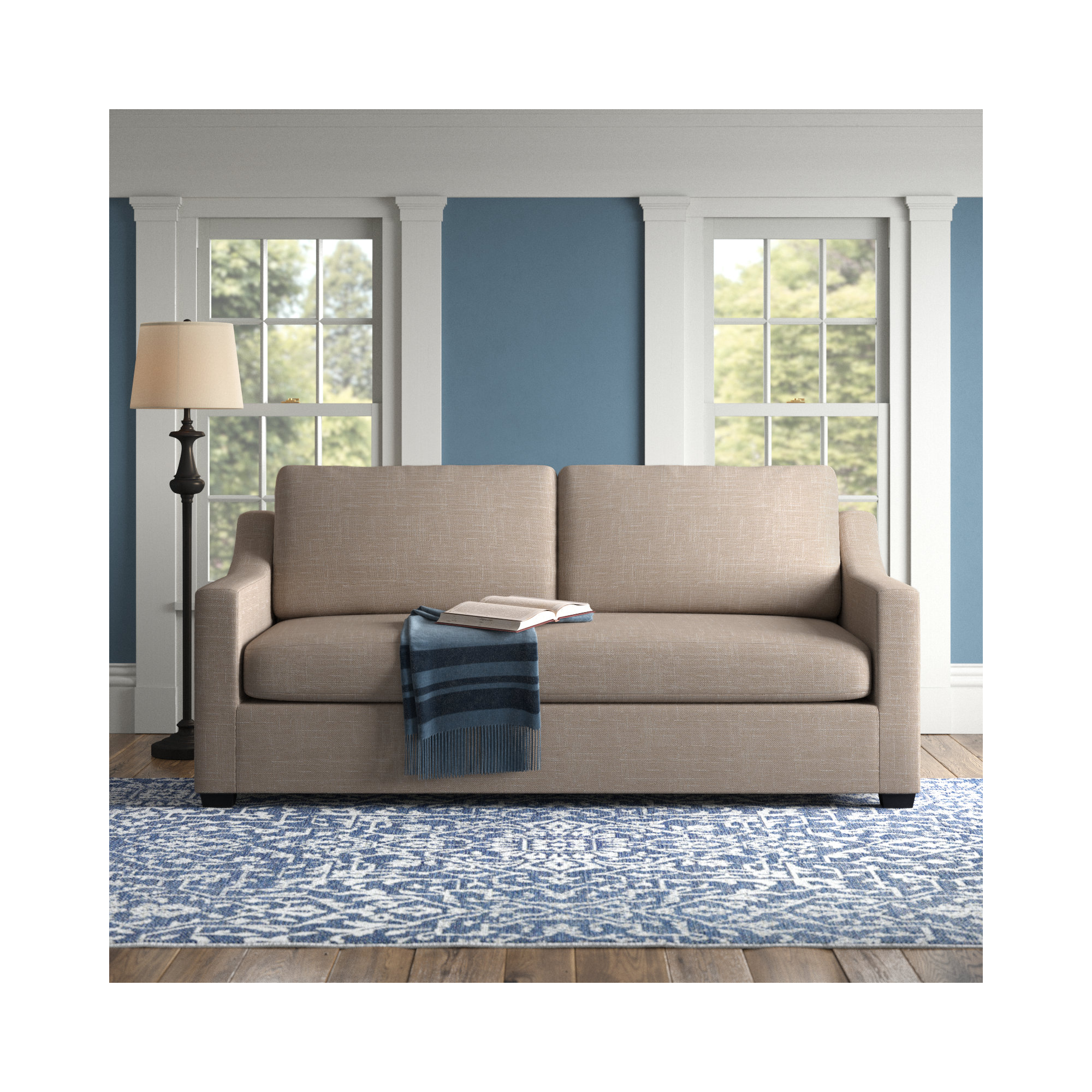 Cranbrook 88'' Upholstered Sofa, Lena Sand Performance Linen Blend