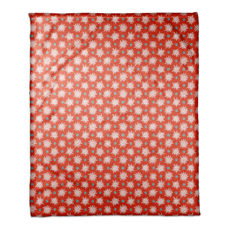  Jeté abstrait motif flocon de neige, rouge