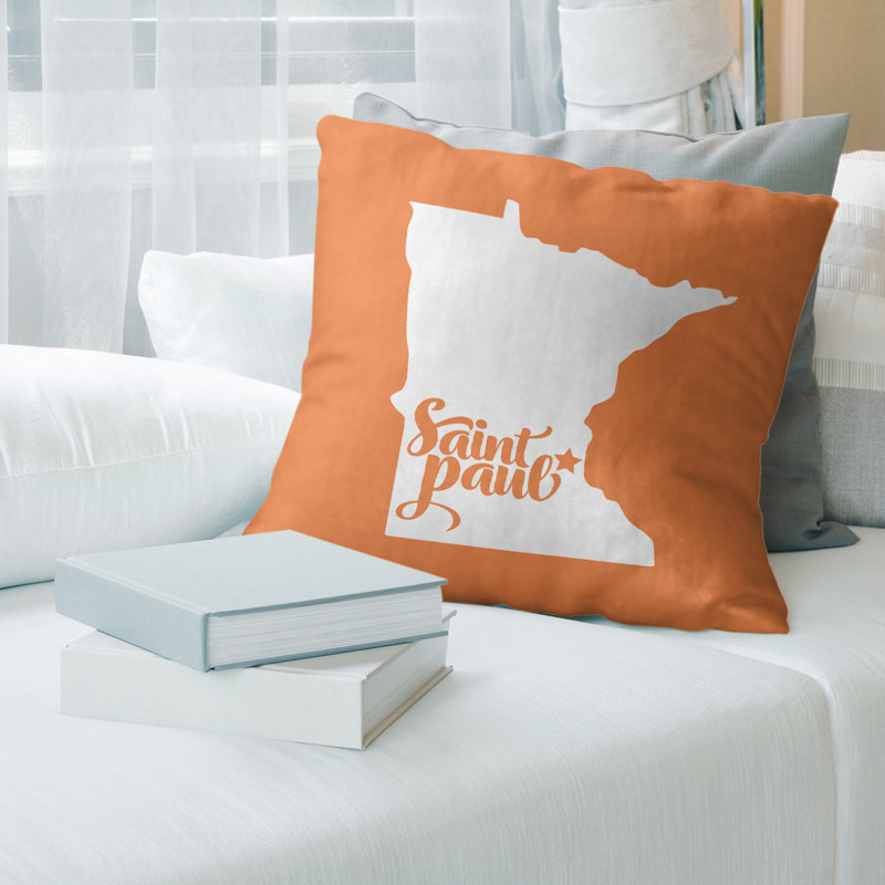 Linen Pillow Cover, 14" x 14" , Orange, Saint Paul