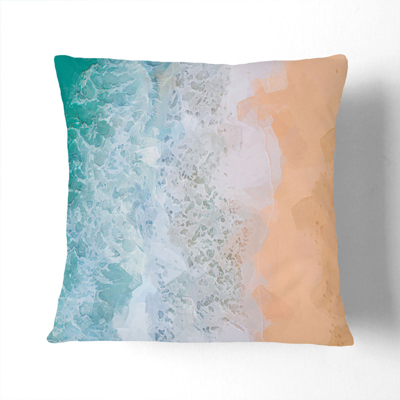 Beach In Hawaii Abstract Art Abstract Square Throw Cushion, 40 x 40 cm, Black
