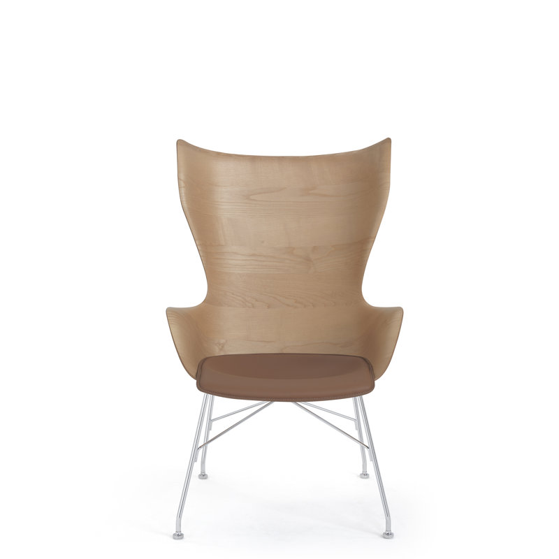 K/Wood Lounge Chair, Light Wood/Chome