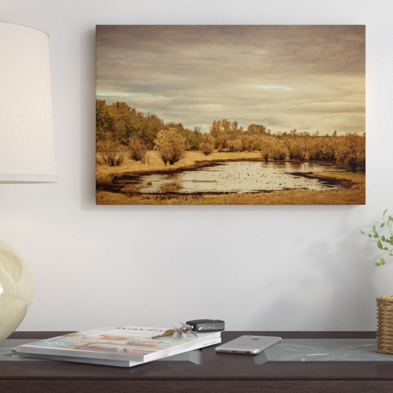 « late automne pond », reproduction de photo sur toile, H 18 po x l 26 po x P 1,5 po, Toile tendue, Pas de tapis