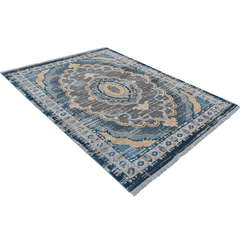 Beier Washable Rugs for Hallway Kitchen Bedroom, Pet & Kids Friendly, Non Slip Low Pile Stain Resistant Floor Carpet - MACHINE MADE POLYESTER AREA RUGS-Black & Yellow Color, Oriental Design