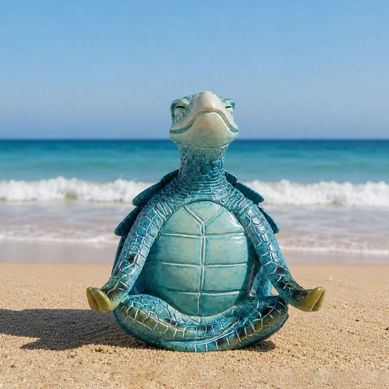 Blue Resin Yoga Turtle Indoor Sculpture