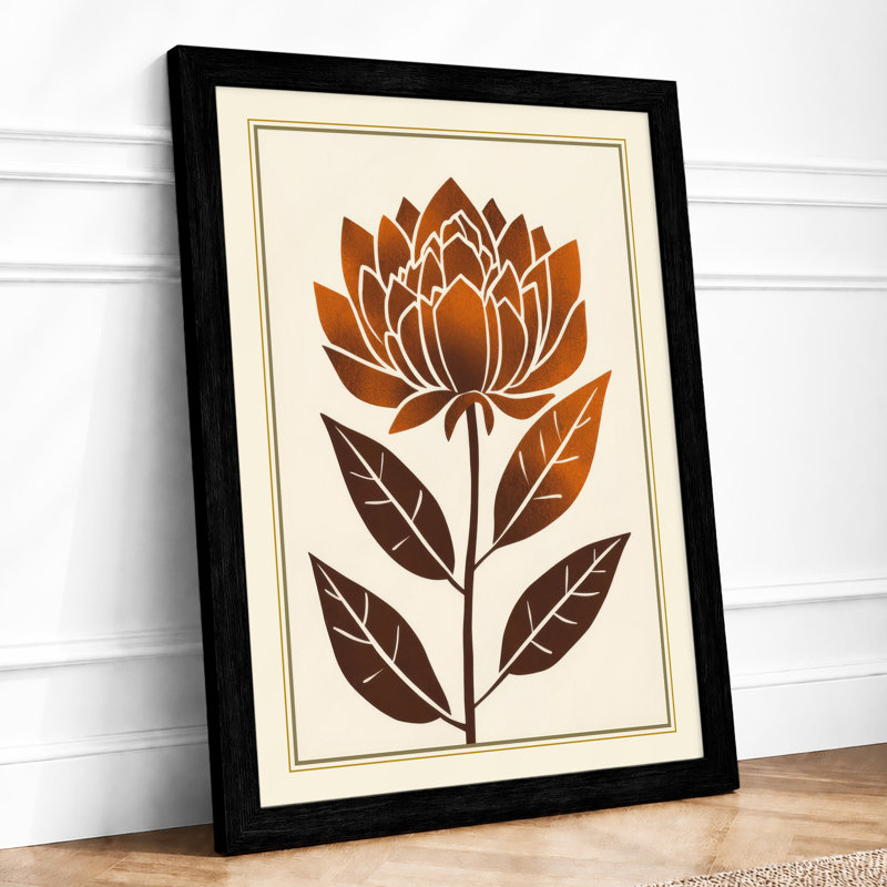 Lotus in Bloom Botanical - Framed Print, A1 - 84.1 x 59.4 cm, Black