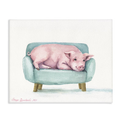 Joli porcelet sur toile de fauteuil, conception de George Dyachenko
