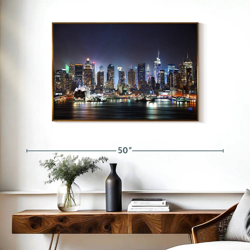Veilleuses de New York, Cadre flottant doré, 37 po x 25 po
