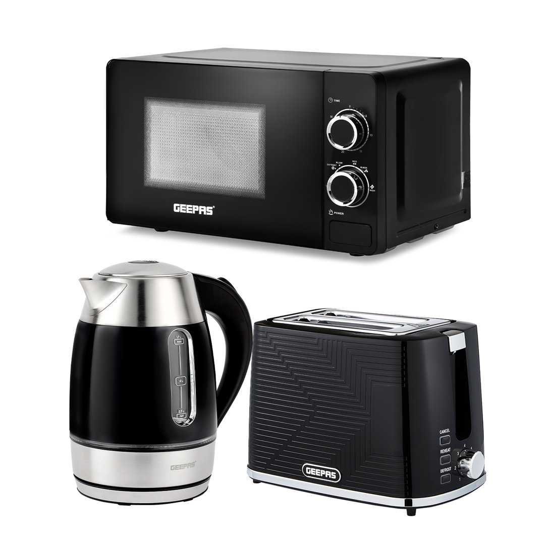 B&Q -  1.7L Illuminating Electric Kettle 2 Slice Bread Toaster & Microwave Kitchen Combo Set - Image 3