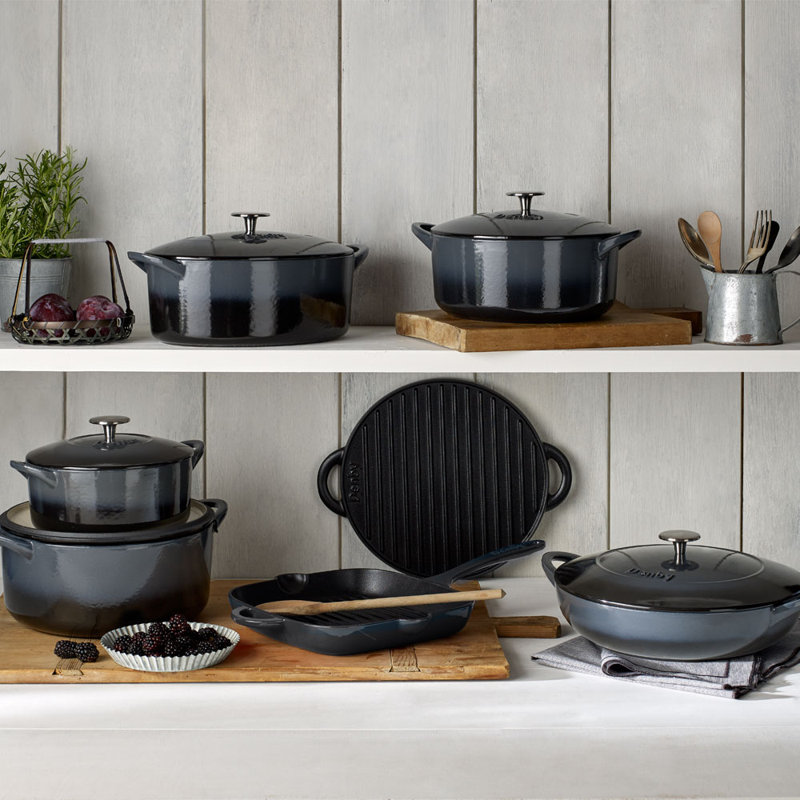 Denby 10" Non-Stick Cast Iron Grill Pan, Halo/Gray Ombre