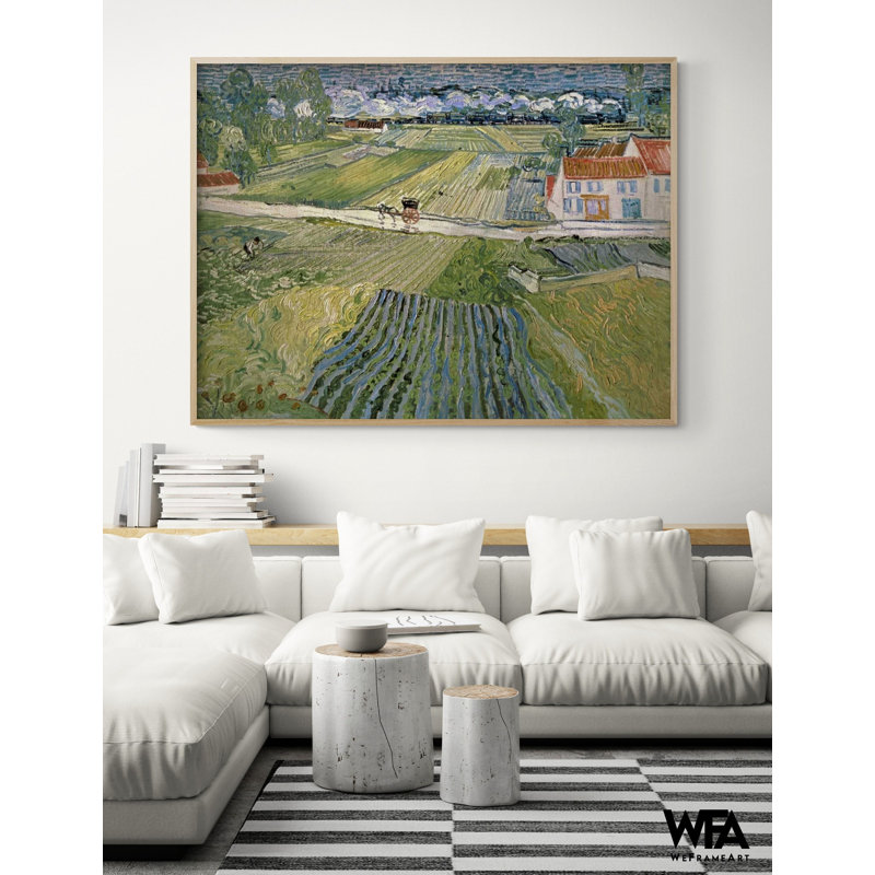 Paysage avec chariot et train par Vincent Van Gogh, impression de nature, art mural paysage, impression de Van Gogh, art mural
