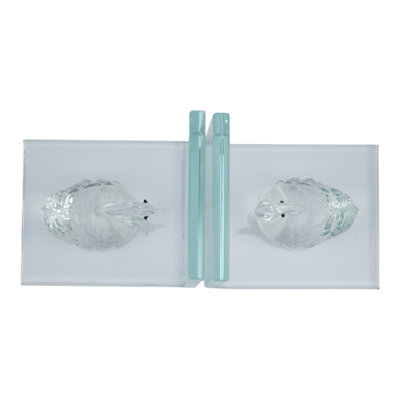 Serre-livres décoratifs en cristal de cygne pour bibliothèque ou bureau - Décoration moderne pour animaux pour la maison et les tablettes - ensemble de 2, 6 po, transparent