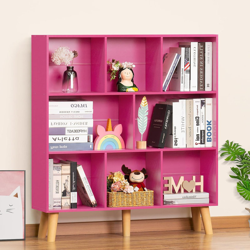 Farmhouse Bookcase With Legs, Pink