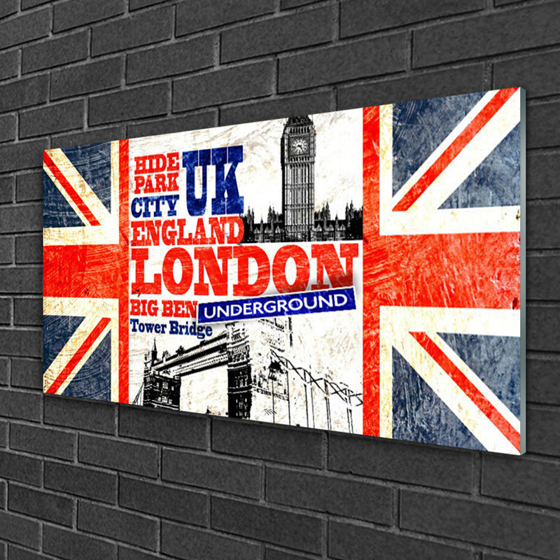 London Flag Art - No Frame Print on Glass