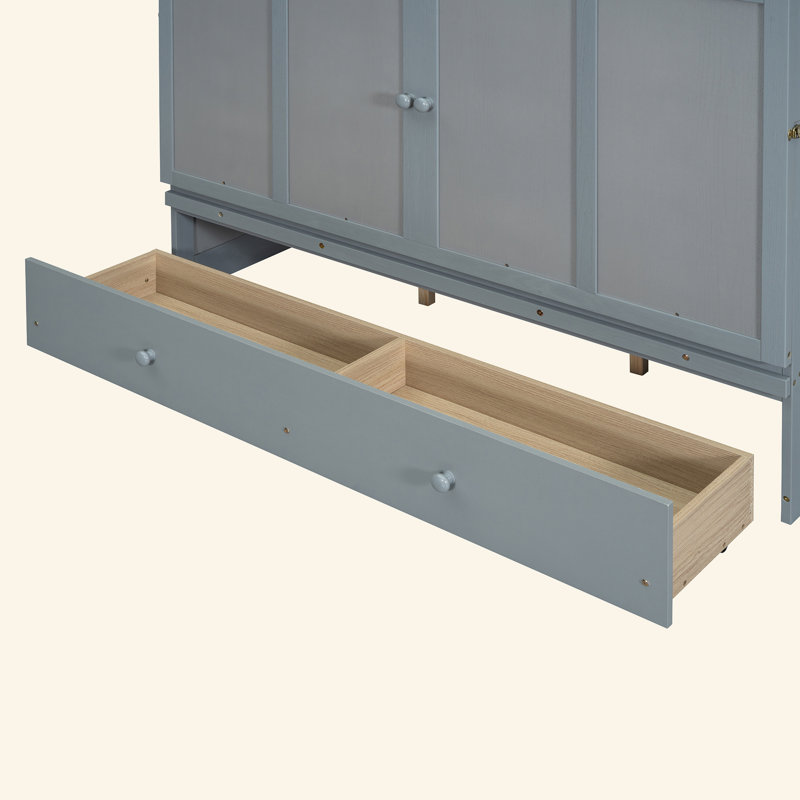 Armoire murale Murphy avec prises et tiroir, Grey, Grand