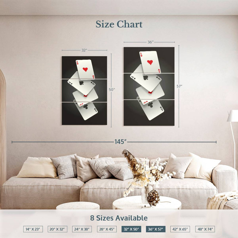 Cartes Senne Four Aces, H 50 po x l 32 po