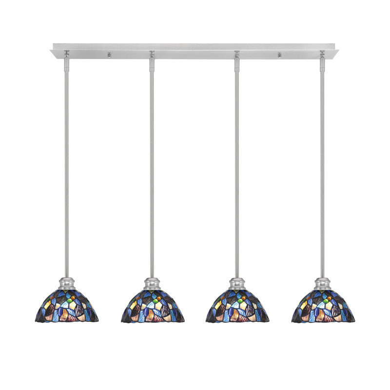 Luminaire suspendu linéaire 4 lumières Edge, Nickel brossé