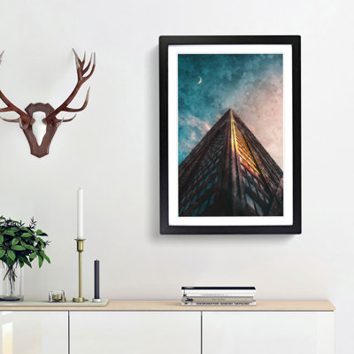 Moon Above the Architecture - Picture Frame Painting Print