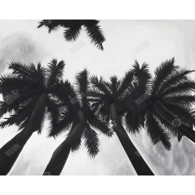 Palmiers monochromes | Décoration de salon encadrée en toile