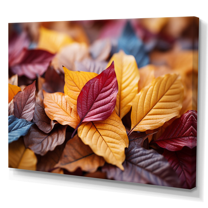 Orange orange, feuilles d'érable d'automne II - érable, art mural, Toile tendue, H 12 po x l 20 po x P 1 po