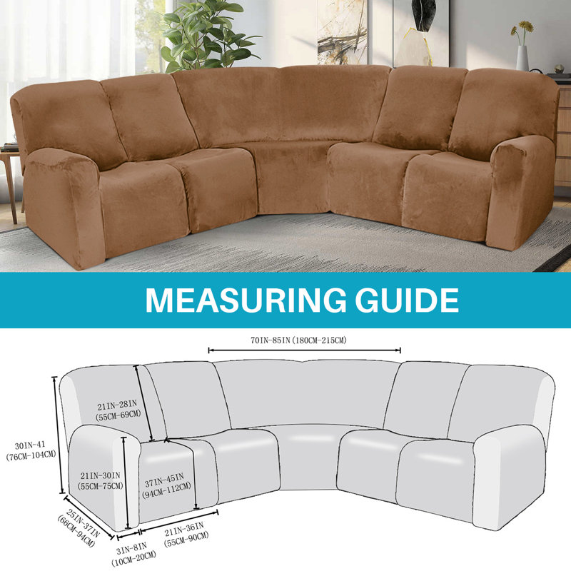 Piece Sectional Seat Covers Latitude Run® Velvet Stretch 7-Piece
