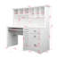 Bureau d'ordinateur à domicile avec huche, finition blanche antique, grand espace de rangement et grand espace de travail