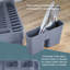 Tower T814003GRY Plastic Dish Rack with Removable Cutlery Holder, Glass Holders & Drainage Spout, Grey