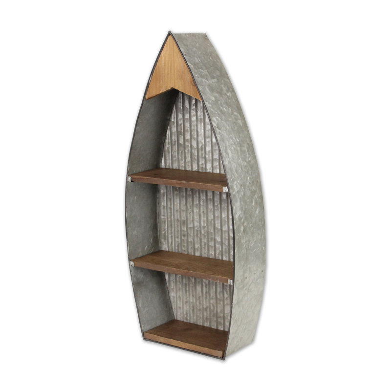 Alessia Galvanized & Wood Hanging Boat Shelf