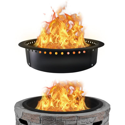 Doublure d'anneau de feu sans fumée de févtech - Od de 42 po et de 36 po - Anneau de feu en acier au carbone de qualité supérieure avec revêtement résistant à la chaleur - Anneau de feu portable sans fumée conçu pour des rassemblements mémorable