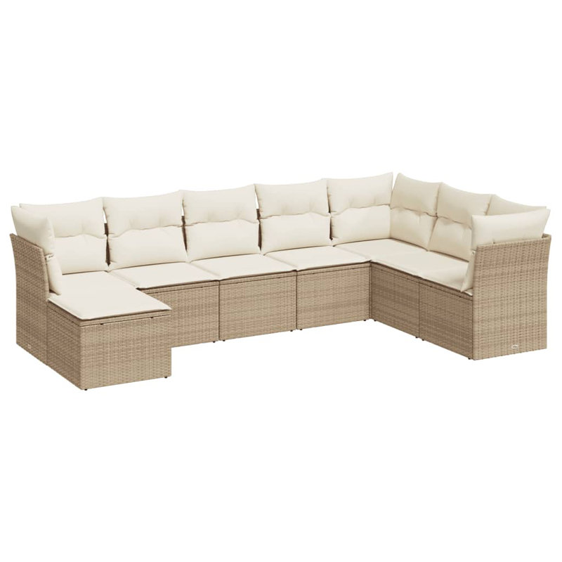 Vidaxl Patio Sofa Set Beige PE Rattan Sectional Sofa