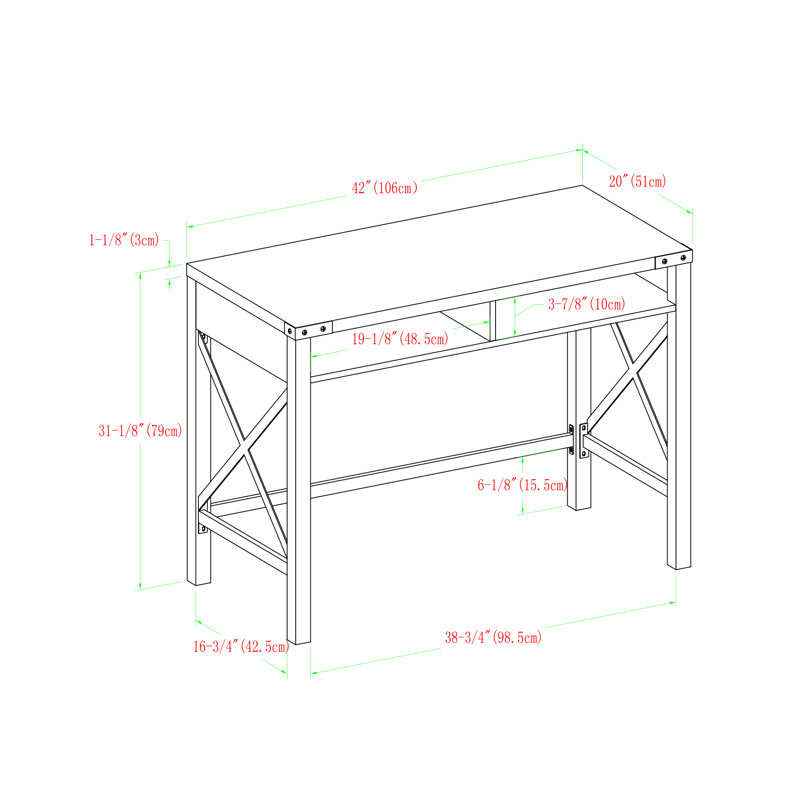 Arsenault Metal-X Desk with Open Cubbies, White Oak