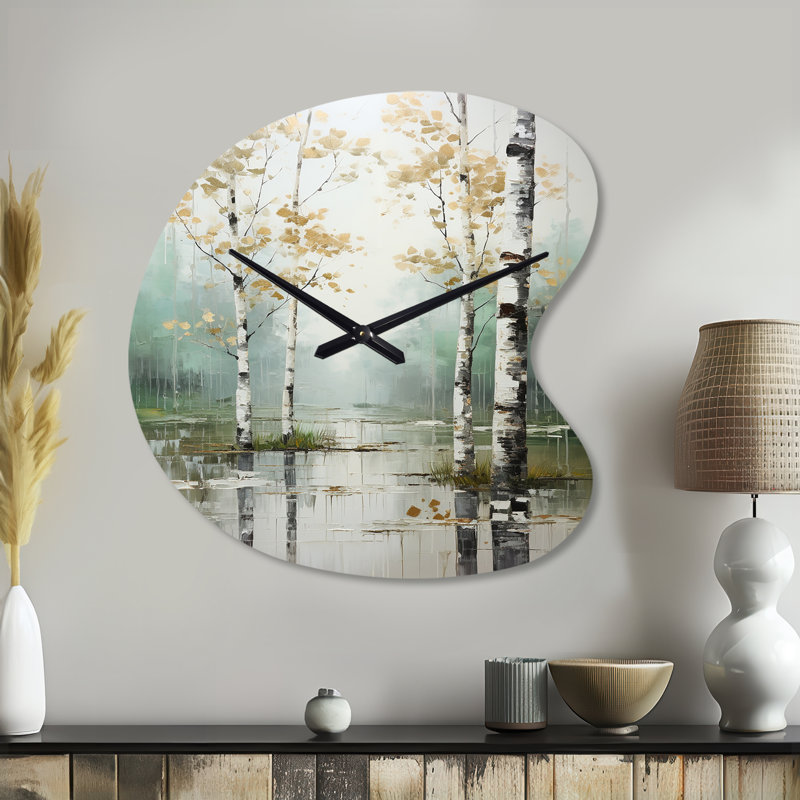 Horloge murale Birch Woods Ethereal Elegance IV - Bouleau, Petit