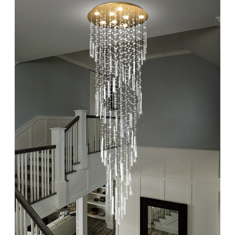 Lustre en cristal Modern Glam, H 78 po x l 24 po x P 24 po, Doré, 8 lumières