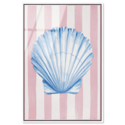 Watercolor Shell II Framed Acrylic Print Coastal Wall Decor by Art Remedy, White Frame, 10 x 15