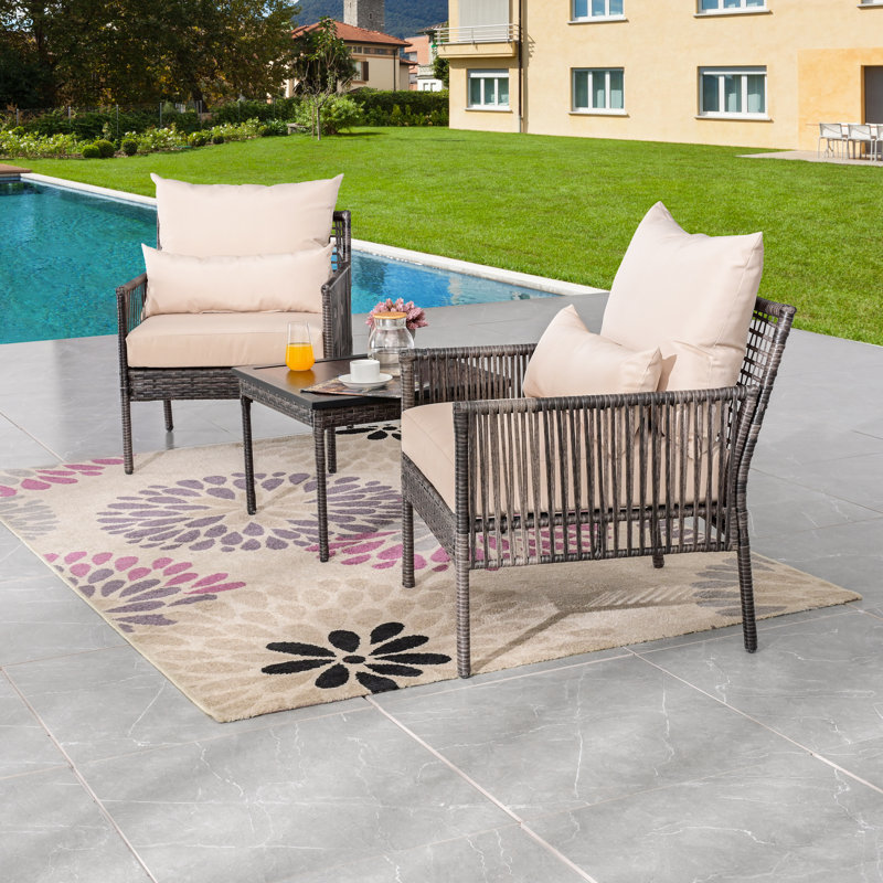 Aalaysia 3-Piece Outdoor Wicker Conversation Set
