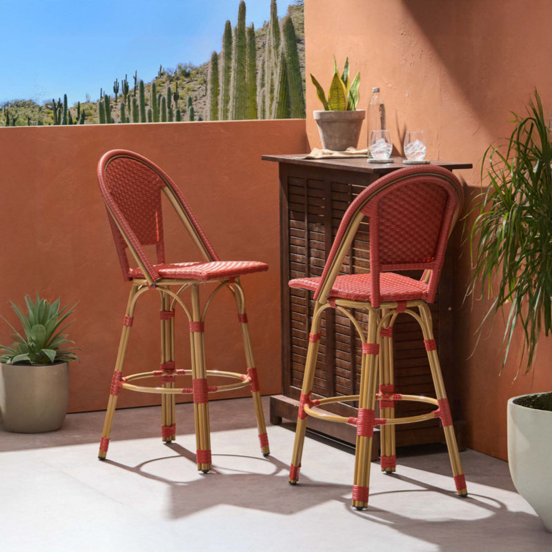 Tabourets de bar 4 pieds avec repose-pieds Plaid, Rouge