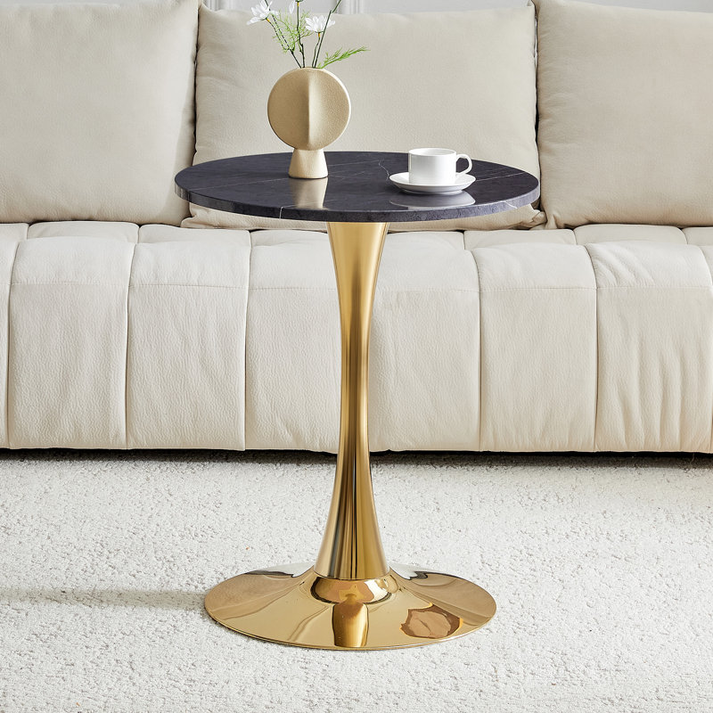 Table de salle à manger ronde (sans la chaise), H 28,3 po x L 23,6 po x l 23,6 po, Doré