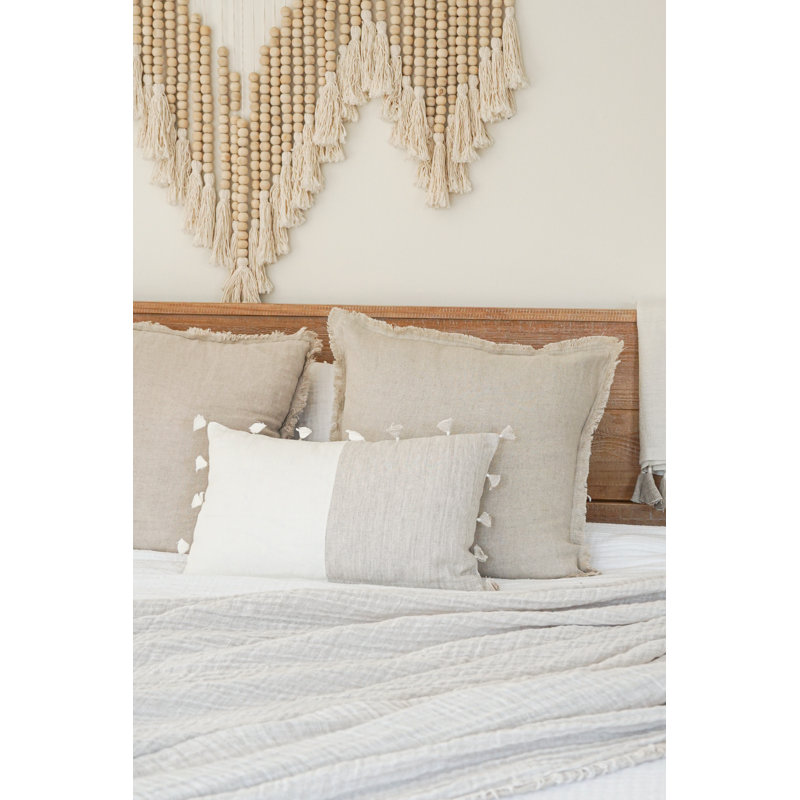 Luxe Lumbar Pillow Cover & Insert, Natural Beige/White