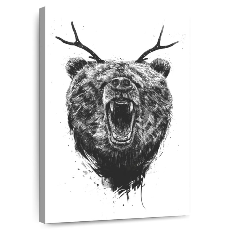 Brampt Angry Bear With Antlers, 12" H x 8" W
