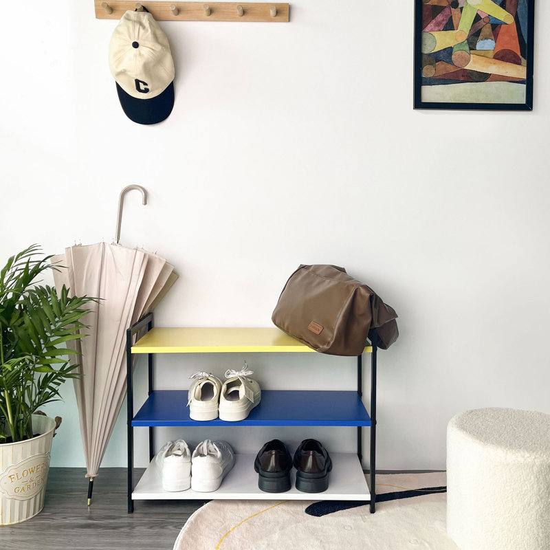 Range-chaussures 9 paires, Jaune / Bleu / Blanc