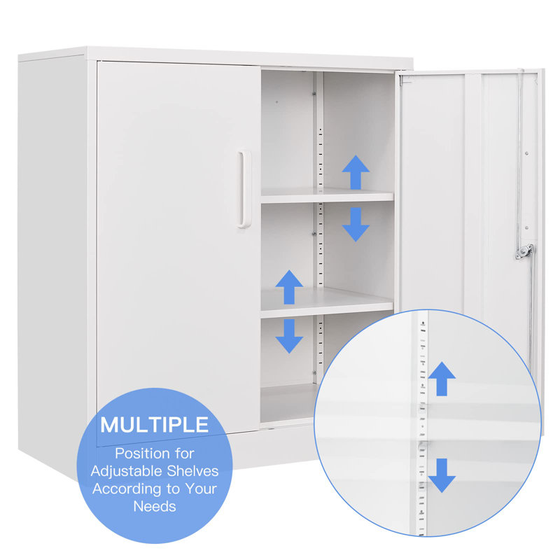 Armoires de rangement en métal avec serrure, petits armoires en acier avec casier, tablettes réglables 2 portes pour la maison, le bureau, l'entrepôt, le garage