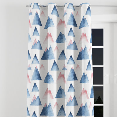 Rideaux occultant géométrique pour enfants - rideau à oeillets paysage mini montagnes - 1 panneau
