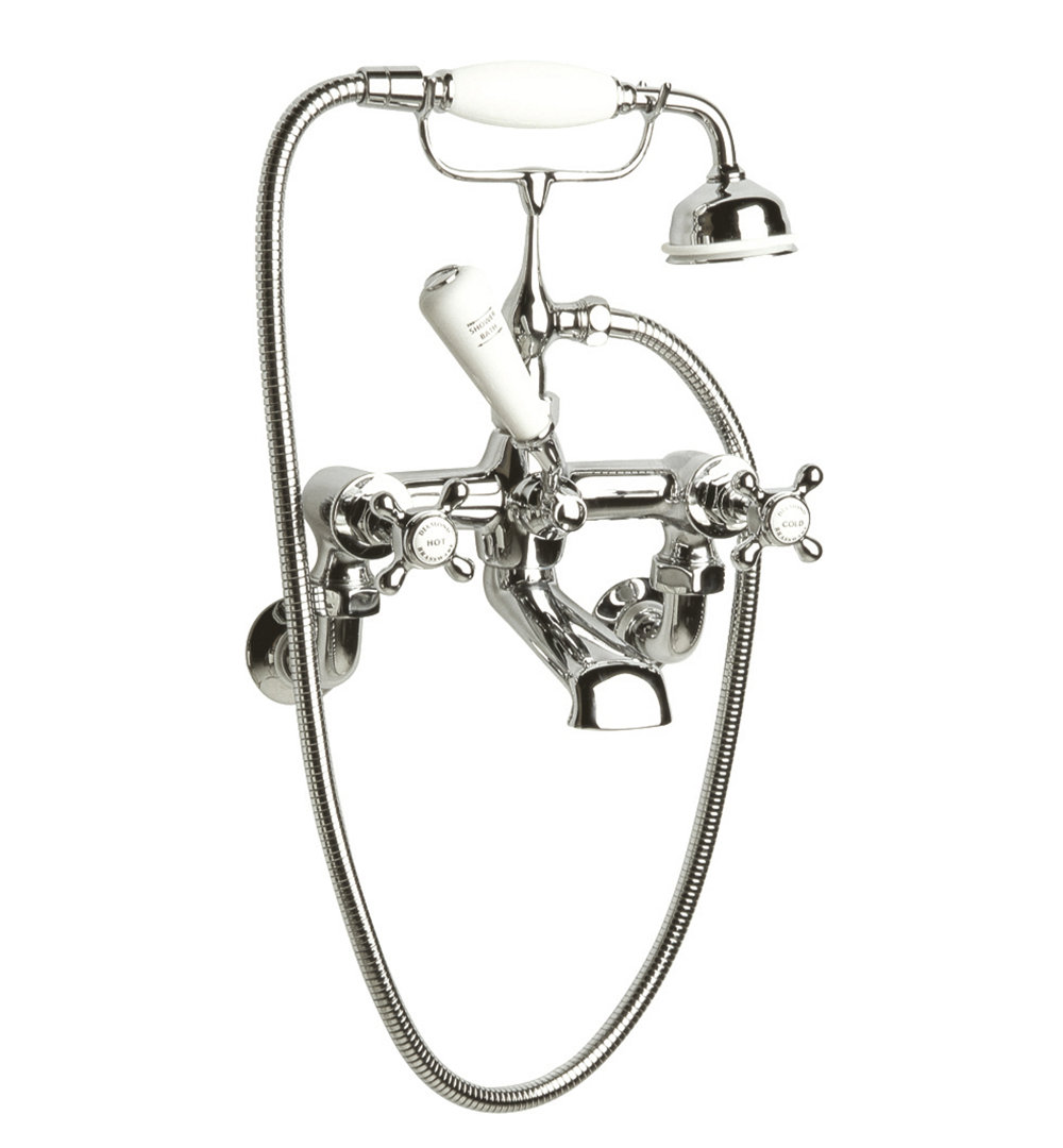 Topaz 3 Handle Wall Bath Shower Mixer Bath Filler with Diverter
