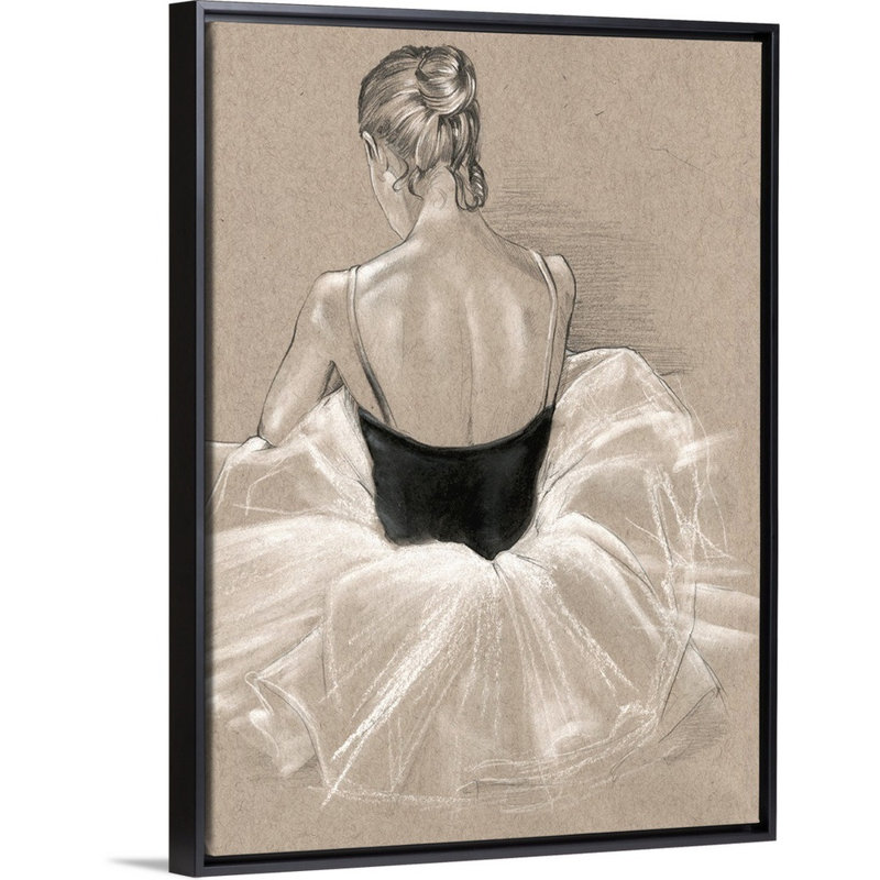 «Ballet Study II», peinture sur toile, Cadre flottant noir, H 17,7 po x l 13,7 po x P 1,75 po