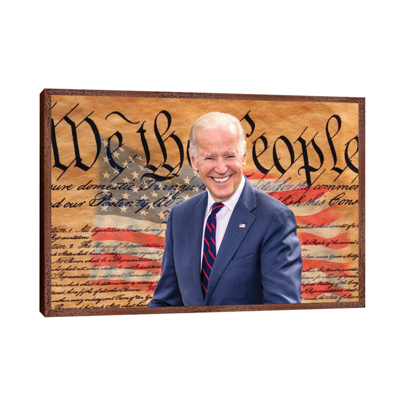 Joe Biden, President Elect, Former Vice President, With The Us Constitution Background 2020 by Panoramic Images - Gallery-Wrapped Canvas Giclée on Canvas